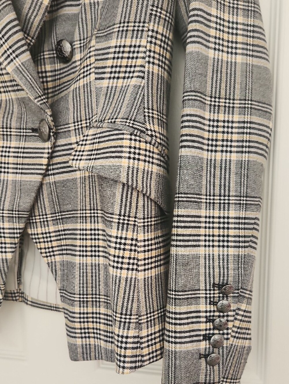 Preppy Office Work School Interview Formal Banana Republic Gray Plaid Blazer - Picture 4 of 14